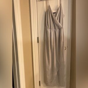 Banana Republic White Black Cross-Front Geo Print Adjustable Dressy Maxi Dress 6